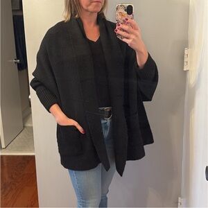 Anthropologie Black Open Front Poncho